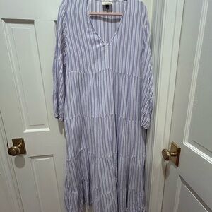 Universal Thread Long Sleeve Striped Dress - Blue and White